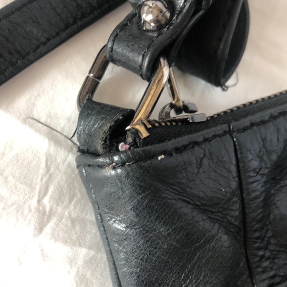 ELLIOT LUCCA black buttery soft 100% leather crossbody. Black tassels in front. - Picture 7 of 15